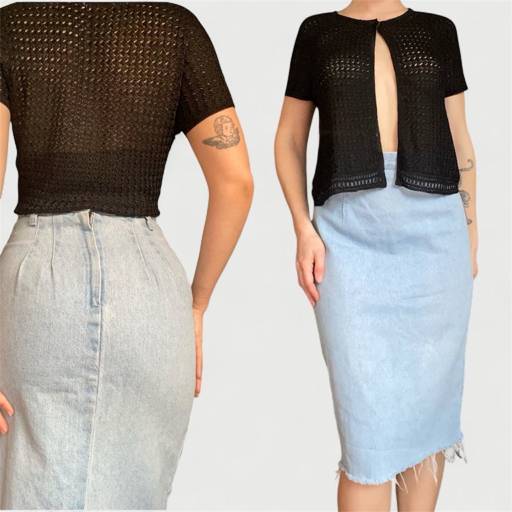 BUY 1• GET 1 FREE Vintage Ivy Club Light wash denim midi skirt